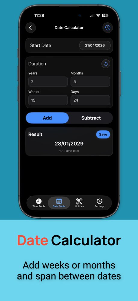 Date calculator adding years, months, weeks, and days to a start date